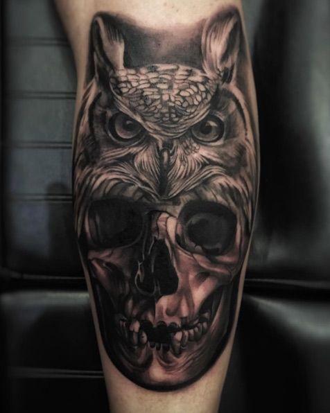 Santa Muerte tattoo of an Owl