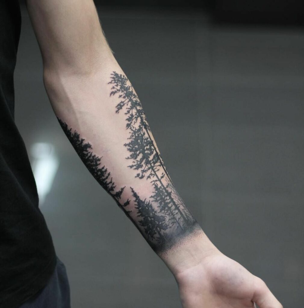 Pine Tree Tattoo On The Sleeve
