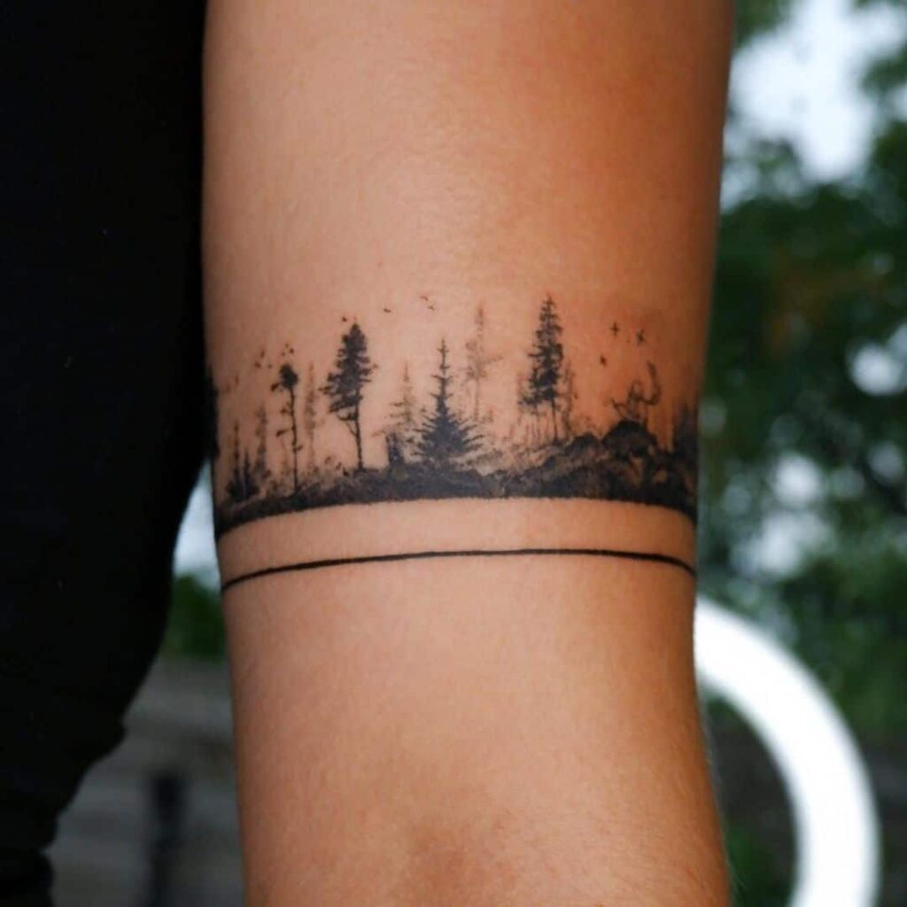 Pine Tree Tattoo on Arm Band