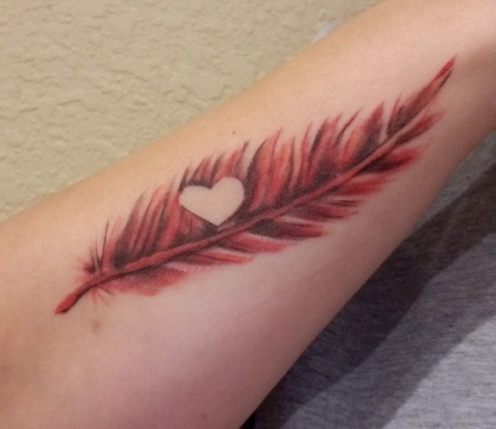Cardinal Feather Tattoo