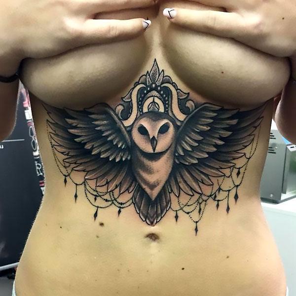 Bird design owl pattern tattoos