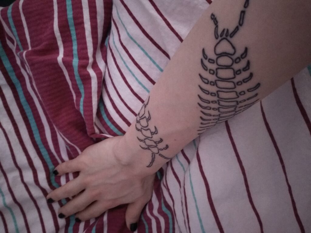 Centipede Hand Tattoo