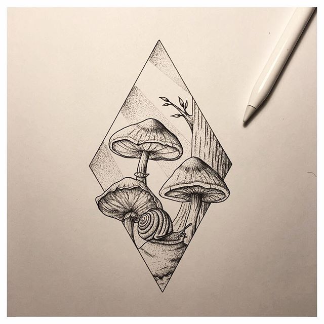 Geometric Mushroom Tattoo