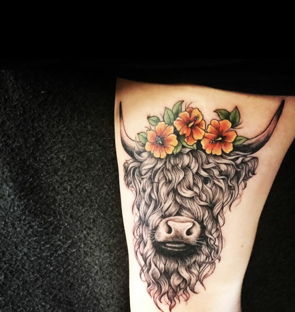 Flower Cow Tattoo