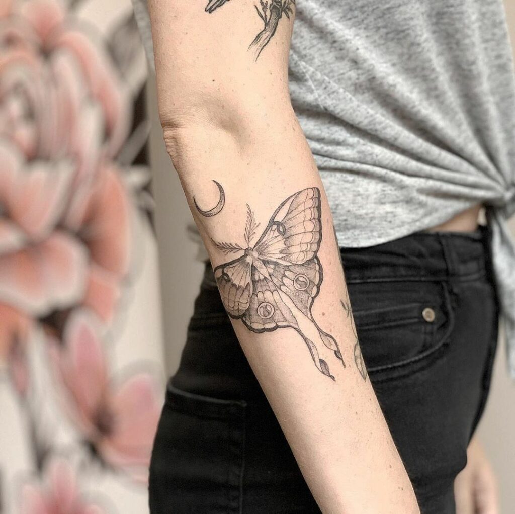 Luna Moth Sleeve Tattoo