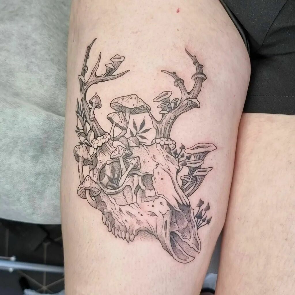 Skull Mushroom Tattoo