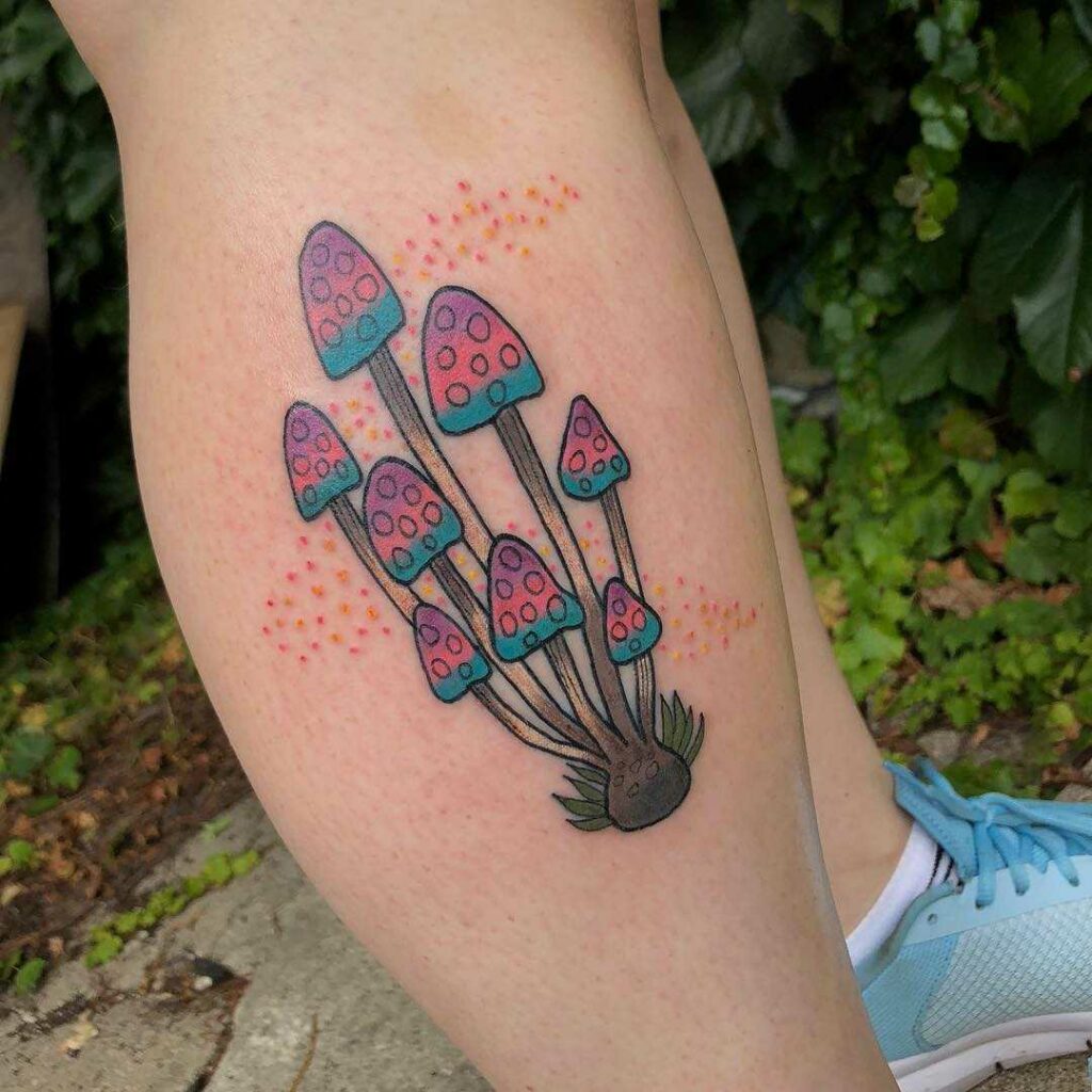 colorful mushroom tattoo
