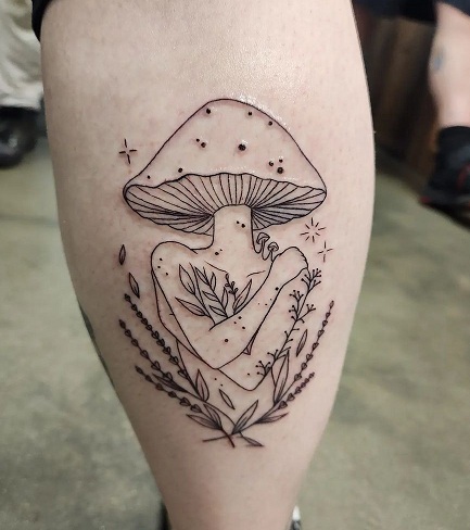 Mushroom Outline Tattoo