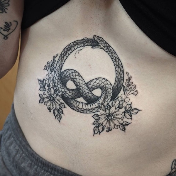Tattoo of a flower ouroboros