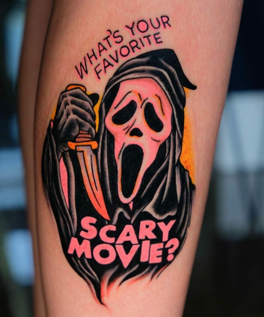Chilling Girly Ghostface Tattoo: