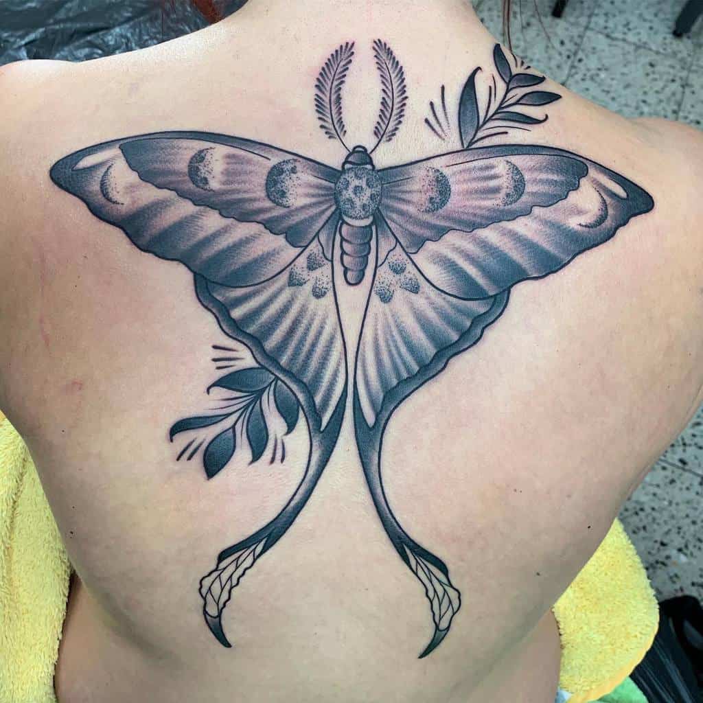 Luna Moth Back Tattoo