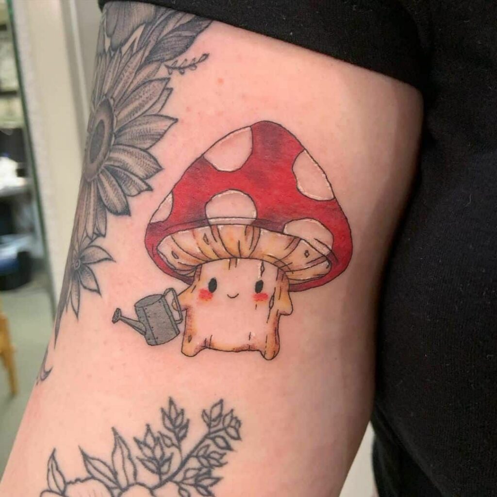 Cartoon Mushroom Tattoo