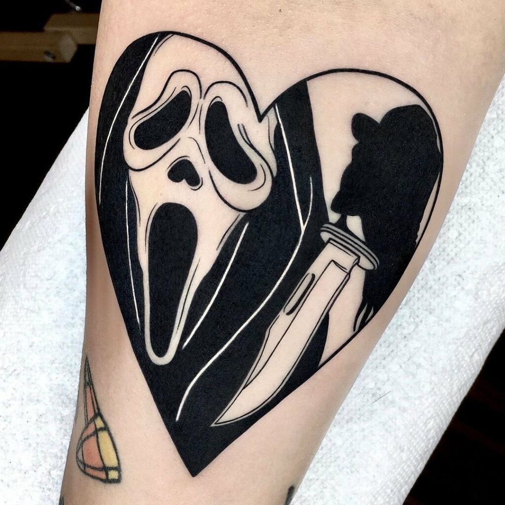 Black Halloween Scream Tattoos: