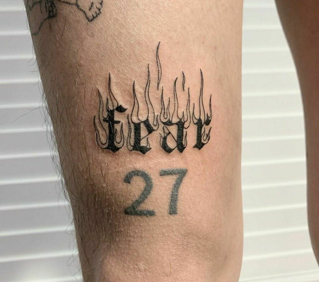 Lettering Flame Tattoo