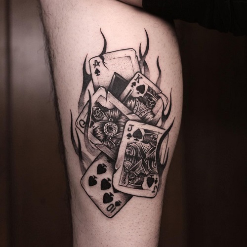 Flaming Cards Tattoo