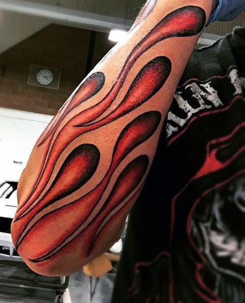 Tattoo on Arm with Flames