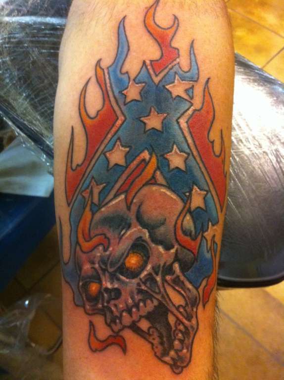 Burning Flag Tattoo